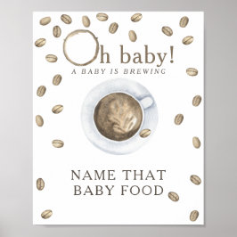 Koffiebrouwen baby shower Babyvoedsel spel Poster