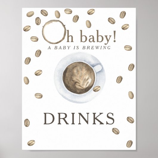 Koffiebrouwen babyshower Dranken Poster (Voorkant)