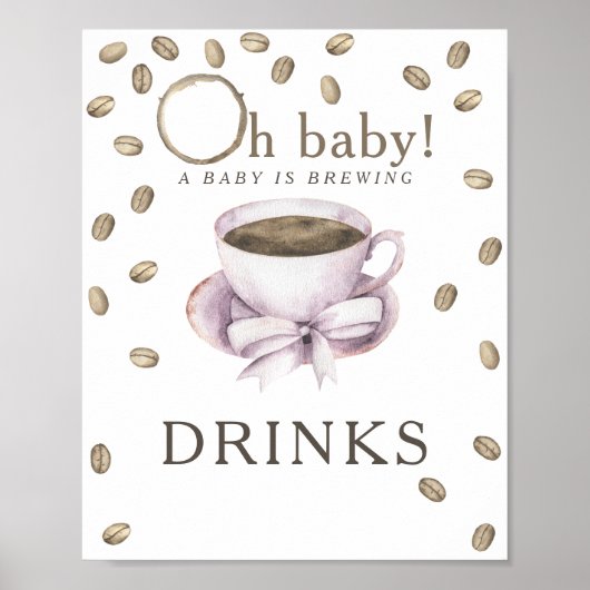 Koffiebrouwen babyshower drankjes poster (Voorkant)