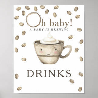 Koffiebrouwen babyshower drankjes poster