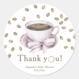Koffiebrouwen Meisje Baby shower Bedankt  Ronde Sticker