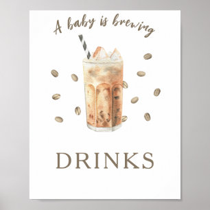 Koffiebrouwende baby shower - Dranken Poster