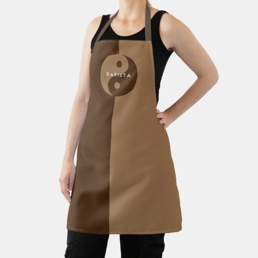 Koffiebruin barista schort met Yin Yang ontwerp (Insitu)