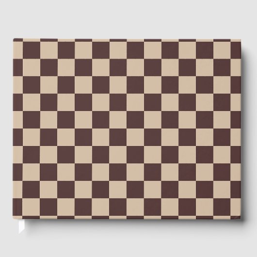 koffiebruin dambord gastenboek (Voorkant)