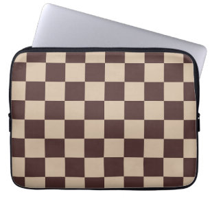 koffiebruin dambord laptop sleeve