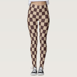koffiebruin dambord leggings