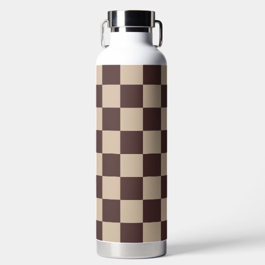 koffiebruin dambord waterfles (Voorkant)