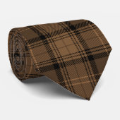 Koffiebruin en zwart Tartan Plak Patroon Stropdas (Opgerold)