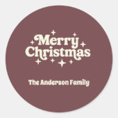 Koffiebruine crème Vrolijk kerstcadeau Ronde Sticker (Voorkant)