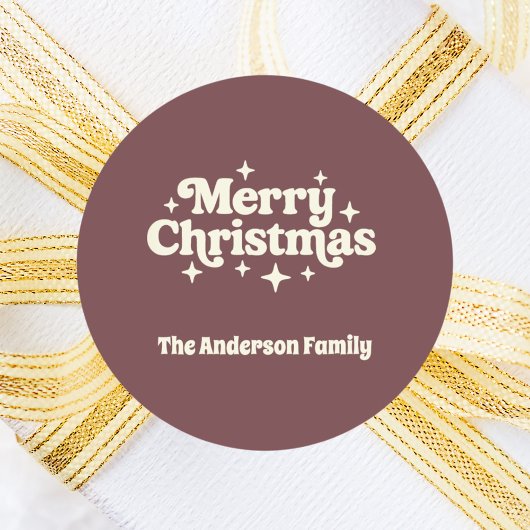 Koffiebruine crème Vrolijk kerstcadeau Ronde Sticker