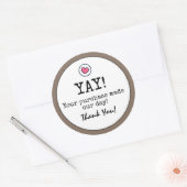 Koffiebruine retro met hart bedrijf Dank u Ronde Sticker (Envelop)