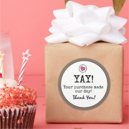 Koffiebruine retro met hart bedrijf Dank u Ronde Sticker