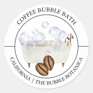 Koffiebubbelbadlabel Ronde Sticker