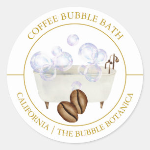 Koffiebubbelbadlabel Ronde Sticker