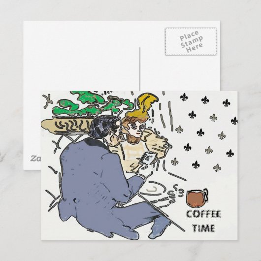 Koffiecafé,  Ansichtkaart Briefkaart (Voorkant / Achterkant)