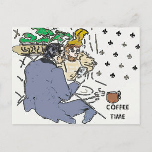 Koffiecafé, ansichtkaart briefkaart