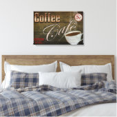 KOFFIECAFÉ' TEKEN - 24 X 16 WIKKELDOEK CANVAS AFDRUK (Insitu (Slaapkamer))