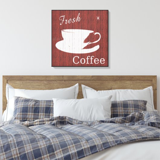 Koffiecanvas met weed - rood canvas afdruk (Insitu (Slaapkamer))