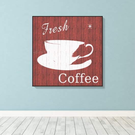 Koffiecanvas met weed - rood canvas afdruk (Insitu (Houten vloer))