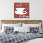 Koffiecanvas met weed - rood canvas afdruk (Insitu (Slaapkamer))