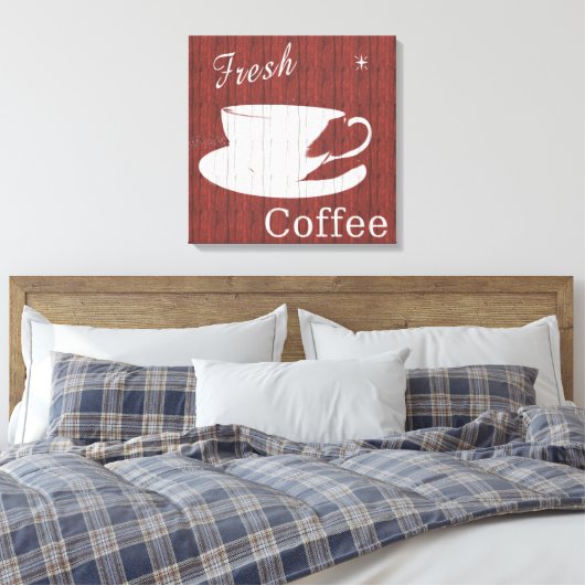 Koffiecanvas met weed - rood canvas afdruk (Insitu (Slaapkamer))