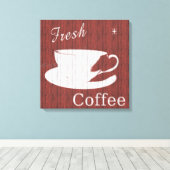 Koffiecanvas met weed - rood canvas afdruk (Insitu (Houten vloer))