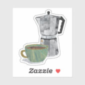 Koffiecombino (moka pot en kopje) sticker (Vel)