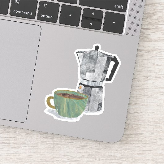 Koffiecombino (moka pot en kopje) sticker (Detail)