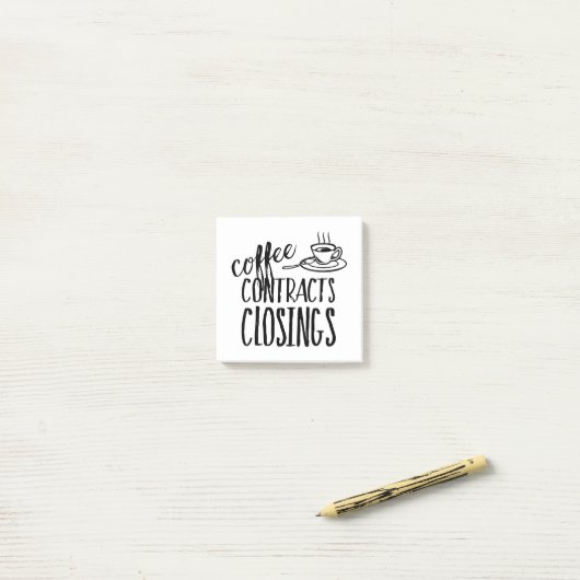 Koffiecontracten Sluiting onroerend-goedagent Post-it® Notes (Op bureau)