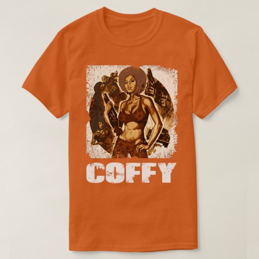 Koffiecrème en Cleopatra Jones 70s Exploitatie T-shirt (Design voorkant)