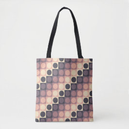 Koffiecrème Polka Grid Tote Bag
