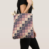 Koffiecrème Polka Grid Tote Bag (Dichtbij)