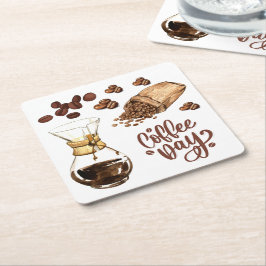 Koffiedag Koele rustieke bruine Espresso Wit Kartonnen Onderzetters