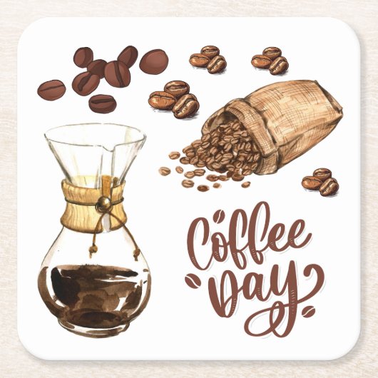 Koffiedag Koele rustieke bruine Espresso Wit Kartonnen Onderzetters (Voorkant)