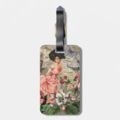 Koffiedame Victoriaanse vrouw roze rijke japon Bagagelabel (Achterkant verticaal)
