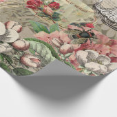 Koffiedame Victoriaanse vrouw roze rijke japon Cadeaupapier (Hoek)