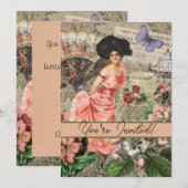 Koffiedame Victoriaanse vrouw roze rijke japon Kaart (Voorkant / Achterkant)