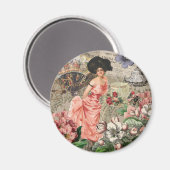 Koffiedame Victoriaanse vrouw roze rijke japon Magneet (Voorkant / Achterkant)