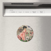 Koffiedame Victoriaanse vrouw roze rijke japon Magneet (Insitu (Vaatwasser))