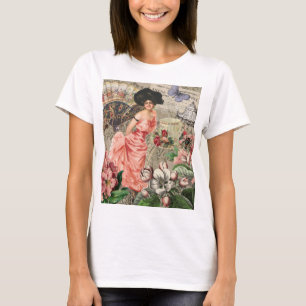 Koffiedame Victoriaanse vrouw roze rijke japon T-shirt