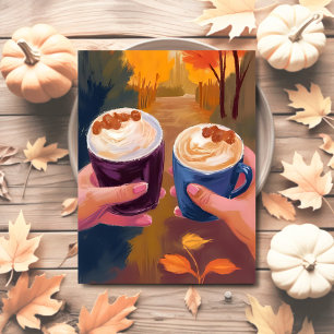Koffiedate Herfstloof Herfst Aquarel Briefkaart