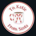 Koffiedatum Candy Cane Christmas Custom Gift Label<br><div class="desc">Pas deze schattige koffiekopjes aan met TO: en FROM: labels. Coördineert met de Coffee Shop cadeauverpakking in mijn winkel!</div>