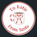 Koffiedatum Candy Cane Christmas Custom Gift Label<br><div class="desc">Pas deze schattige koffiekopjes aan met TO: en FROM: labels. Coördineert met de Coffee Shop cadeauverpakking in mijn winkel!</div>