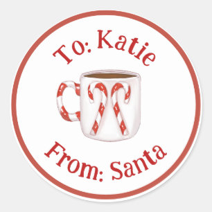 Koffiedatum Candy Cane Christmas Custom Gift Label