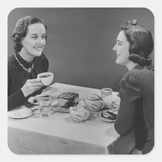 Koffiedatum Vierkante Sticker (Voorkant)