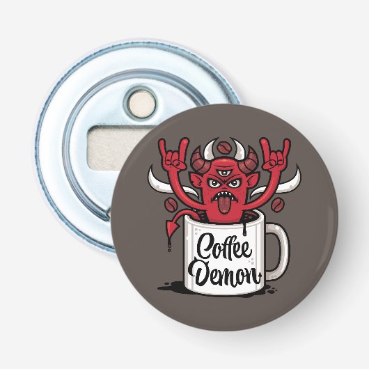 koffiedemon button flesopener (Voorkant)