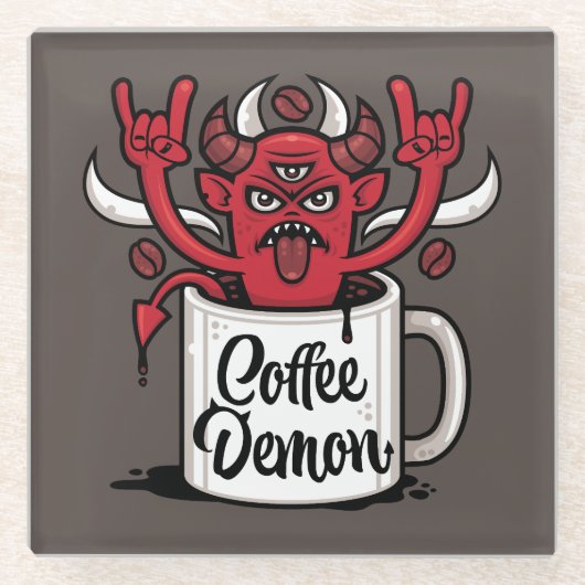 koffiedemon glazen onderzetter (Voorkant)