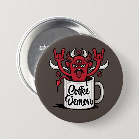 koffiedemon ronde button 7,6 cm (Voorkant /achterkant)