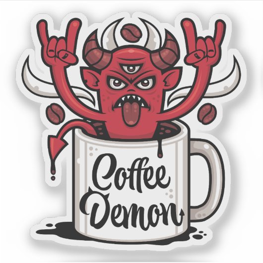 koffiedemon sticker (Voorkant)
