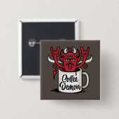 koffiedemon vierkante button 5,1 cm (Voorkant /achterkant)
